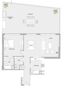 Property floor plan, 1 bedroom in V1stara House 2 No. 11010 (2D)