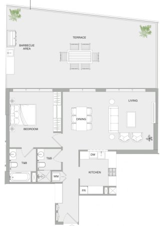 Property floor plan, 1 bedroom in V1stara House 2 No. 11010