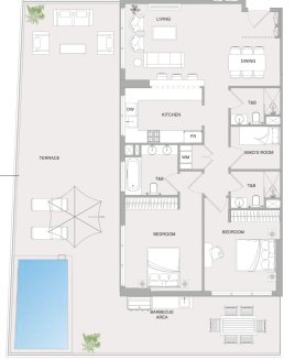 Property floor plan, 2 bedrooms in V1stara House 2 No. 11009 (2D)