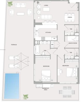Property floor plan, 2 bedrooms in V1stara House 2 No. 11009