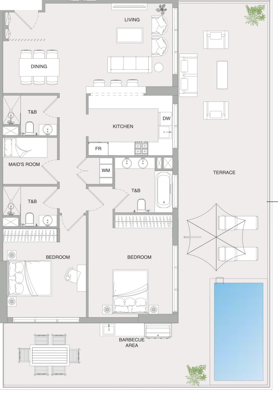 Property floor plan, 2 bedrooms in V1stara House 2 No. 11008