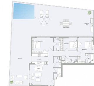Property floor plan, 3 bedrooms in V1stara House 2 No. 11007